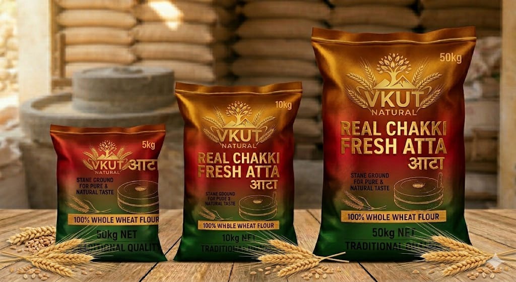 VKUT Natural Real Chakki Fresh Atta (100% Whole Wheat)